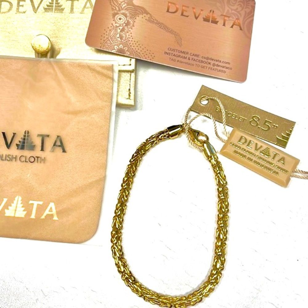 DEVATA 18K Gold Over Sterling Silver 6 mm Bali Byzantine Bracelet 8.5”